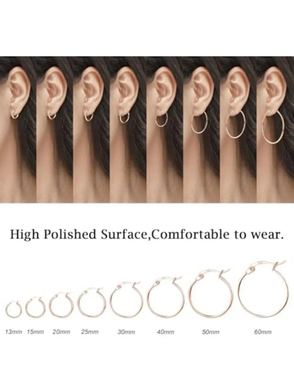 3 Pairs Sterling Silver Hoop Earrings | Small White Gold Plated for Women